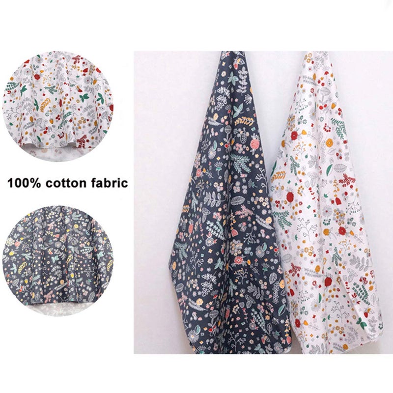 Hanjunzhao Checked Striped Floral Quilting Fabric, Dark Blue Gray Fat Quarters Fabric Bundles,18 x 22 inches - Image 3